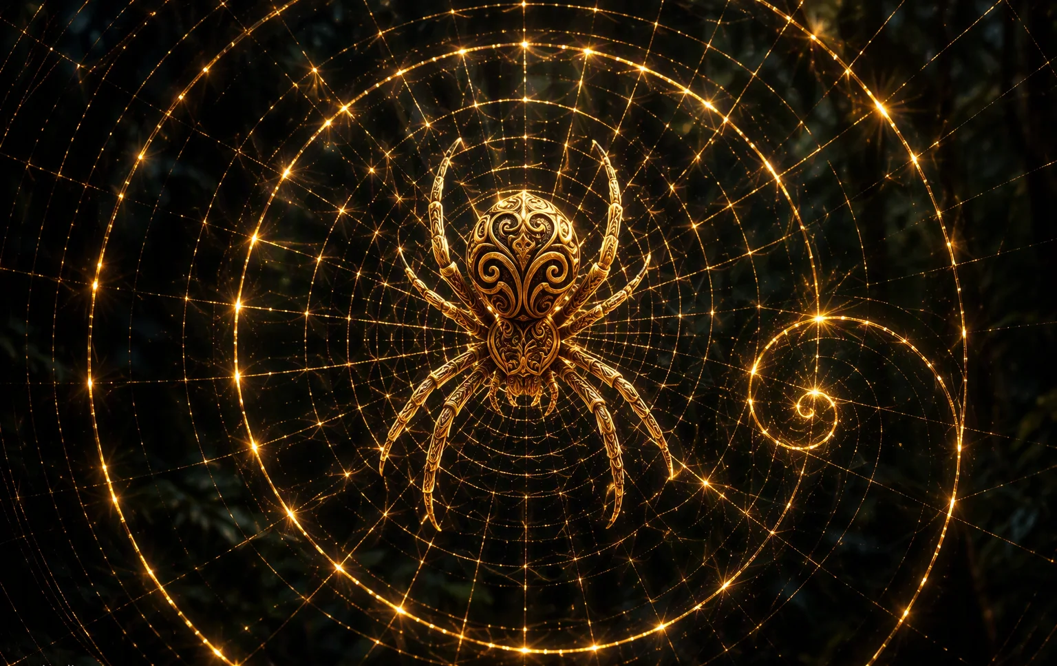 The orb-weaver at the centre of the golden-ratio web
